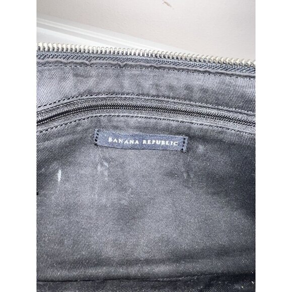 BANANA REPUBLIC Y2K Black Leather Reptile Skin Embossed Shoulder Bag - Picture 9 of 14